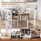 Walnut White Wooden Dining Chair Set 4 Farmhouse Solid Wood Curved Back